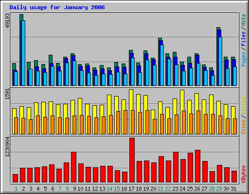 Daily usage for January 2006