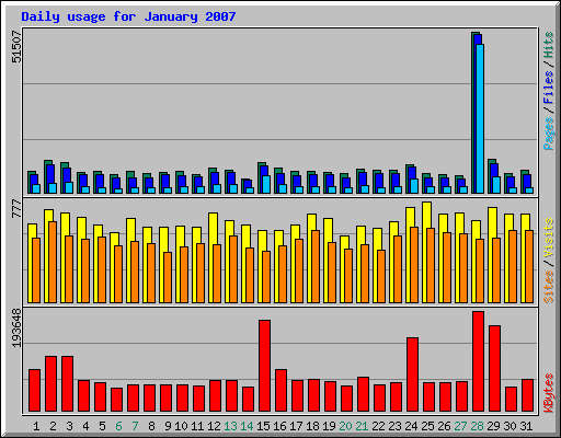 Daily usage for January 2007