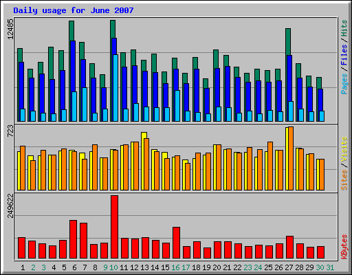 Daily usage for June 2007