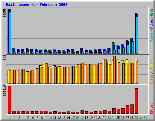 Daily usage for February 2008