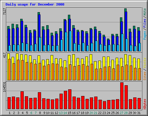 Daily usage for December 2008