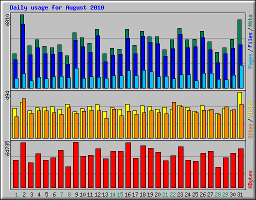 Daily usage for August 2010