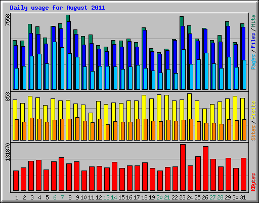 Daily usage for August 2011