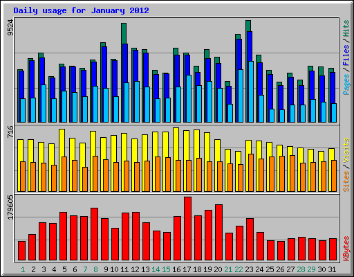 Daily usage for January 2012