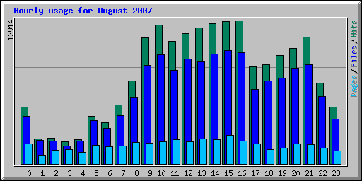Hourly usage for August 2007