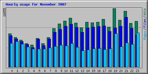 Hourly usage for November 2007