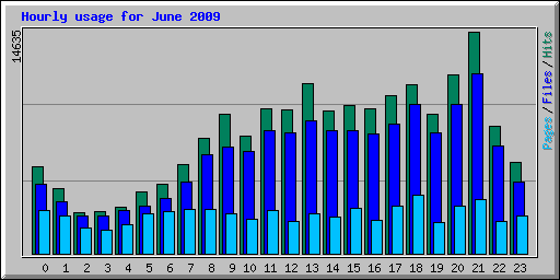 Hourly usage for June 2009