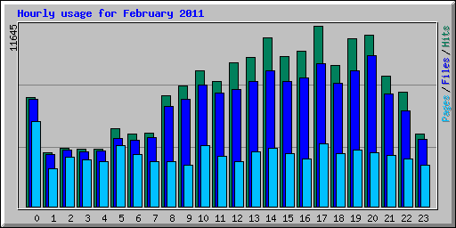 Hourly usage for February 2011